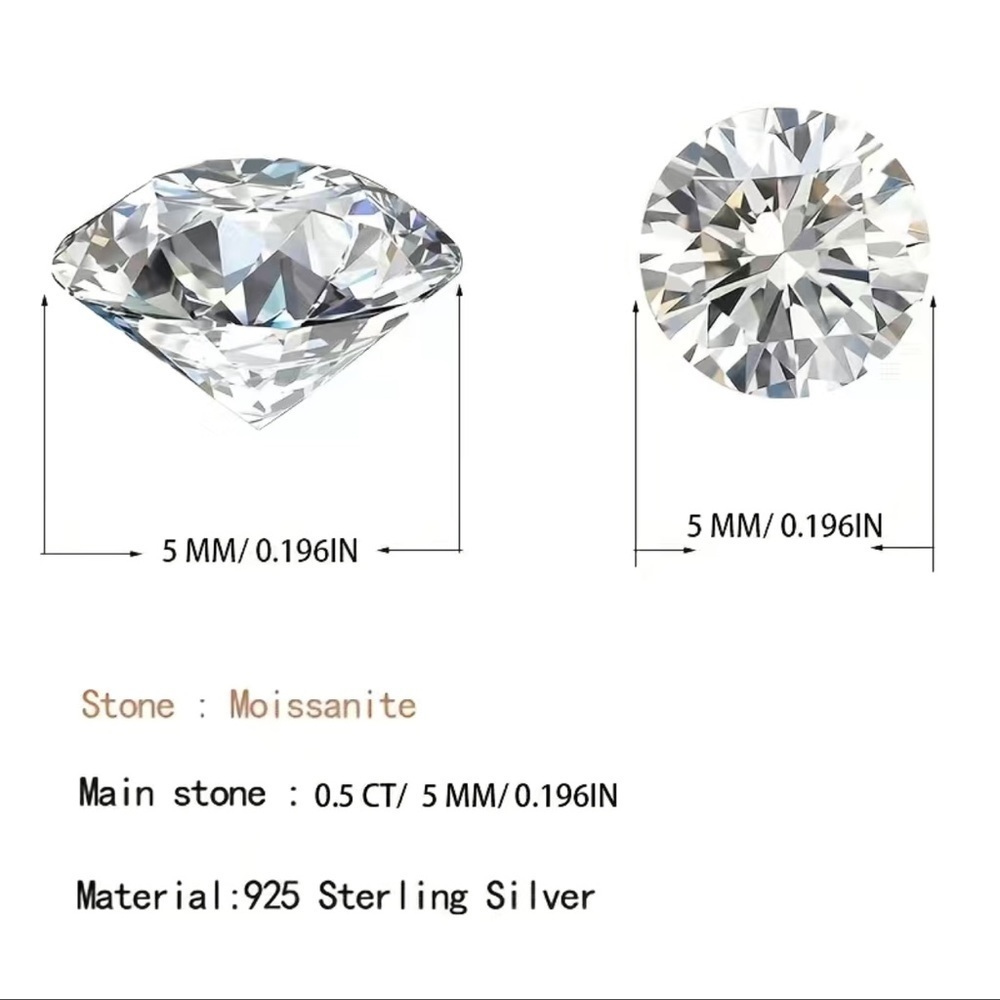 1 Carat Sterling Silver Moissanite Stud Earrings - Picture 5 of 9